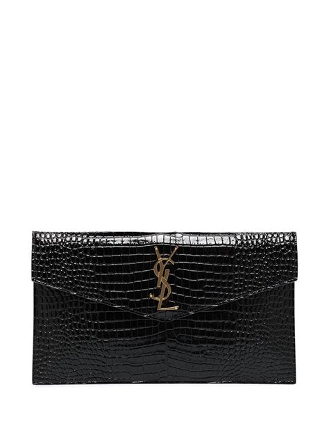 Saint Laurent Pochette Uptown nera in pelle lucida 